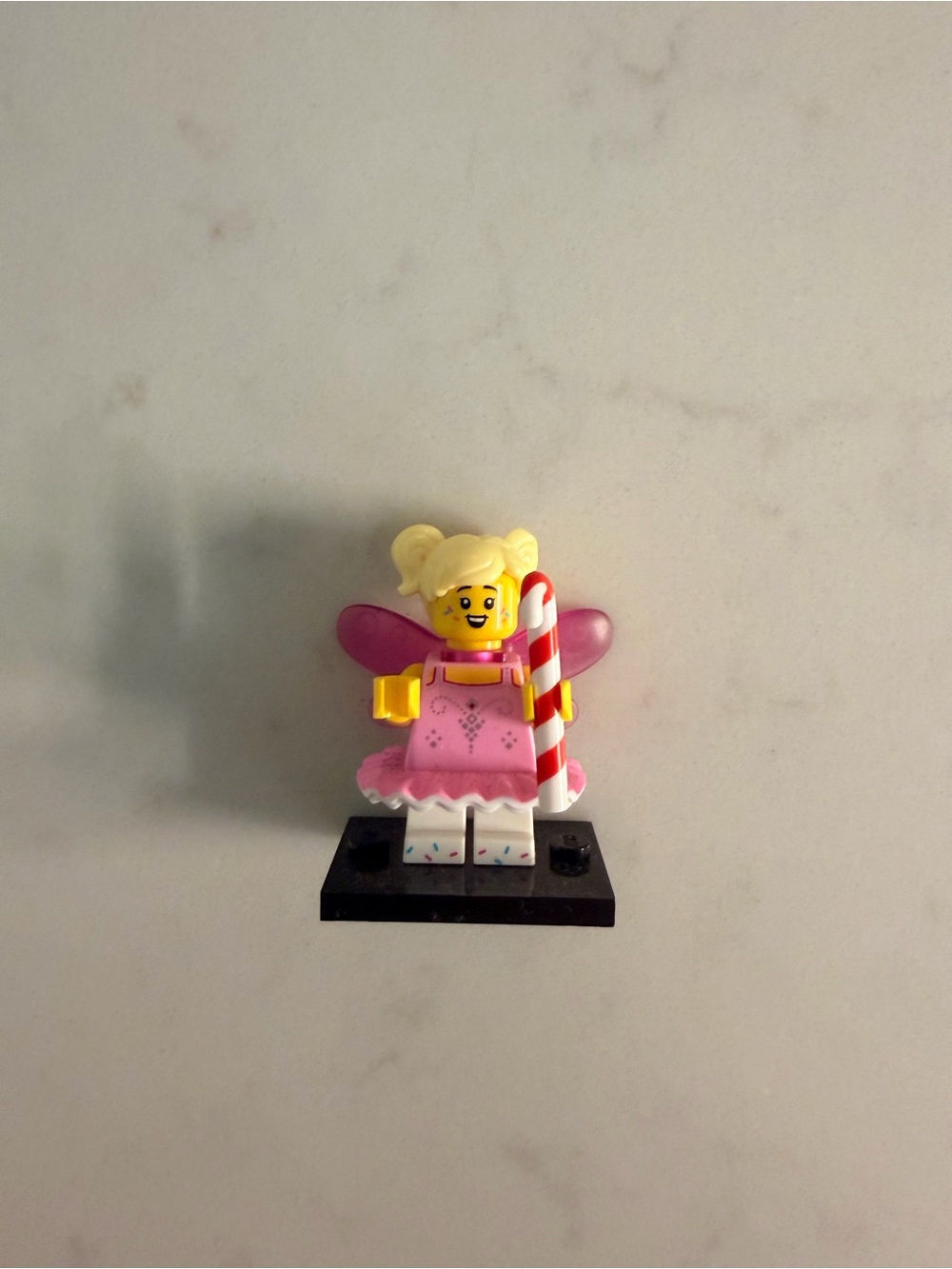 LEGO Pink Fairy Minifigure with Yellow Hair and Candy Cane